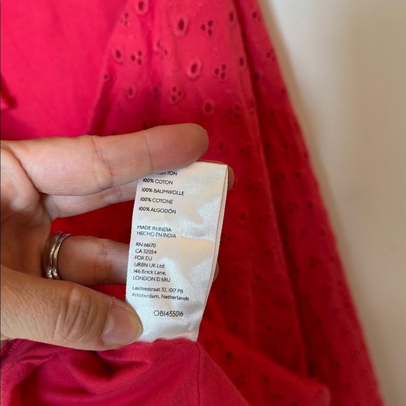 Free People Apricot Rose Mini Dress eyelet strawberry spritz medium - Picture 6 of 6